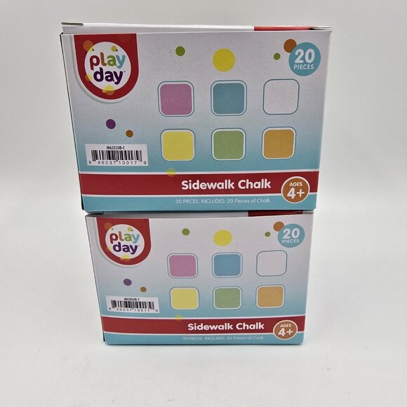 Play Day Sidewalk Chalk Set Includes 20 Pieces Chalk Assorted Colors - Lot of 2 - Picture 4 of 6